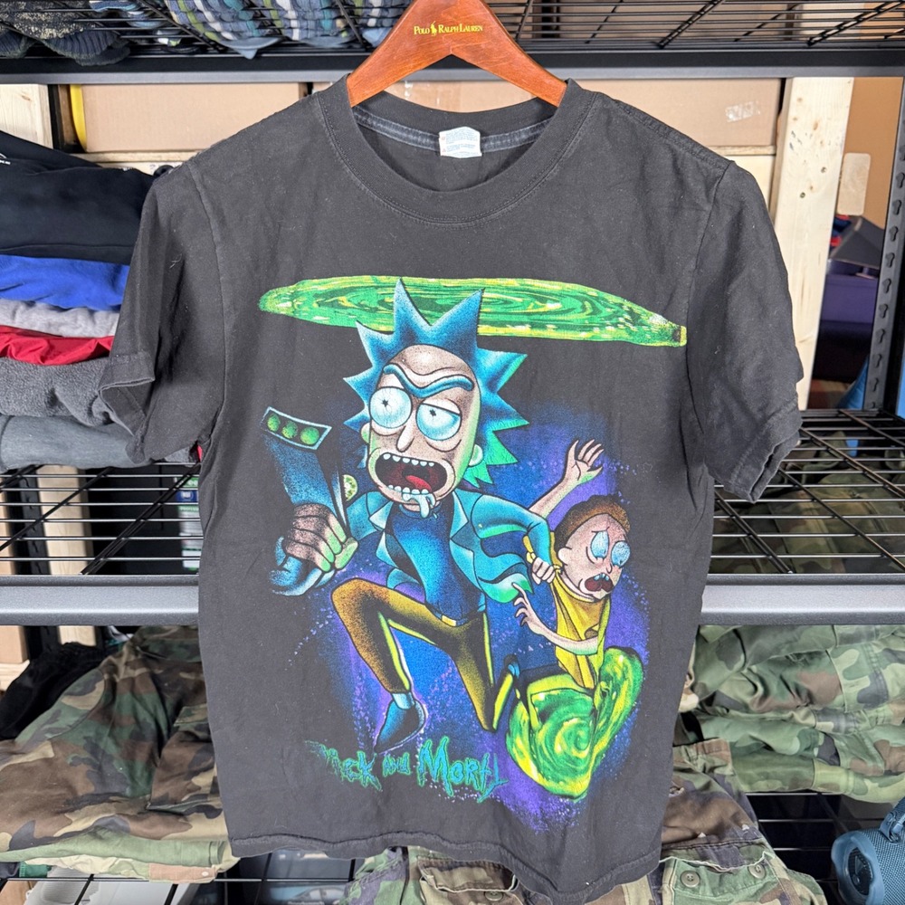 Rick and‎ Morty AOP T Shirt Black Yazbek Heavyweight Size Medium